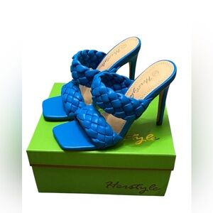 Herstyle Vibrant Blue Woven Heels